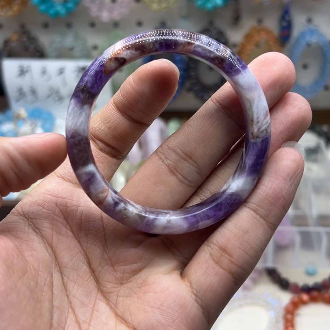 手链水晶未镶嵌54.5梦幻紫手镯