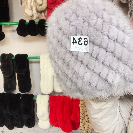 星***露水貂毛水貂编织帽子