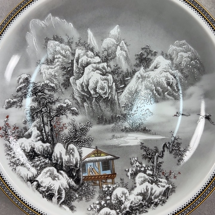 陶摆件雪景大壶城j