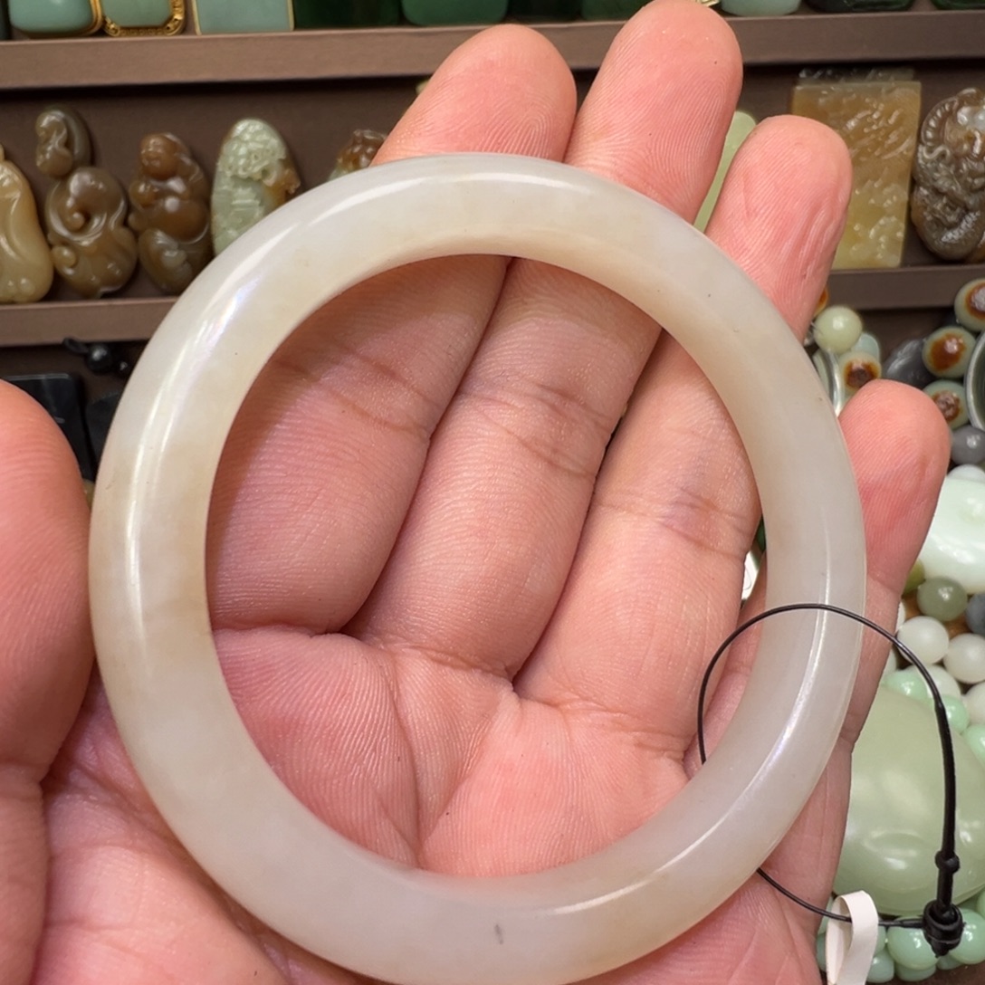 睡***醒和田玉未镶嵌手镯青海老坑蜂蜜水微结构无裂油润