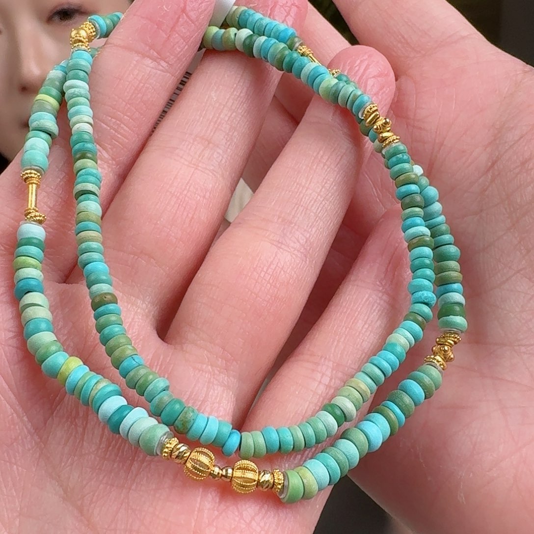 绿松石珠宝奇石18K金镶嵌