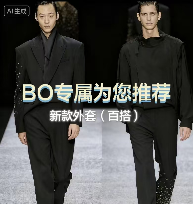 BO-HY 25年新款轻奢重工洗水提花渐变男外套夹克(6826)