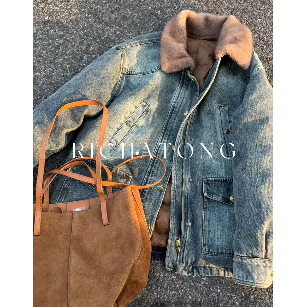 RICH ATONG.-【中古牛仔】-进口牛仔90 白鸭绒牛仔羽绒服1211-05