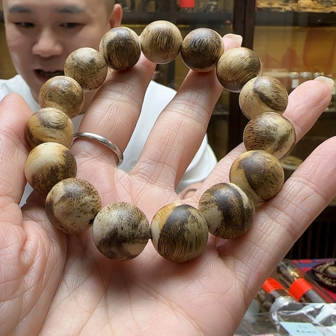 沉香手串12国香棋楠15mm单圈圆珠 15g+多样性发一串