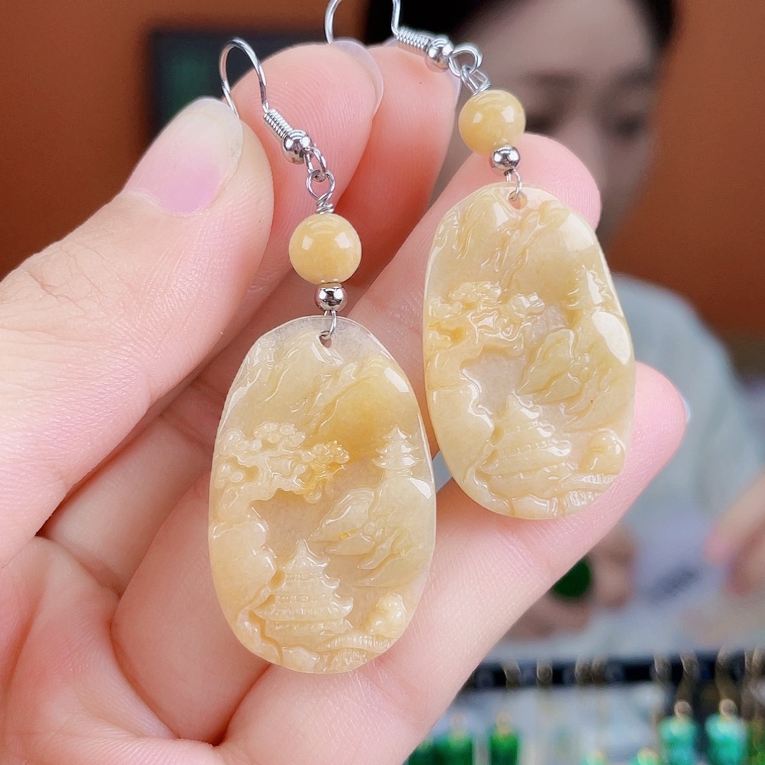 翡翠未镶嵌耳饰饰品