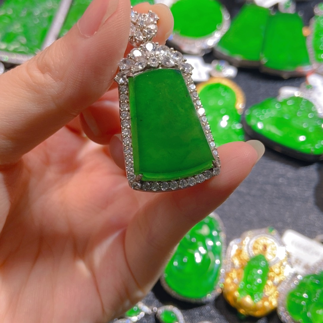 翡翠银S925镶嵌吊坠(不含链)