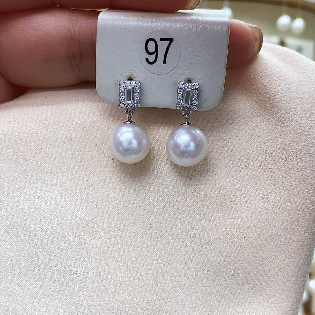 淡水珍珠耳饰银S925镶嵌