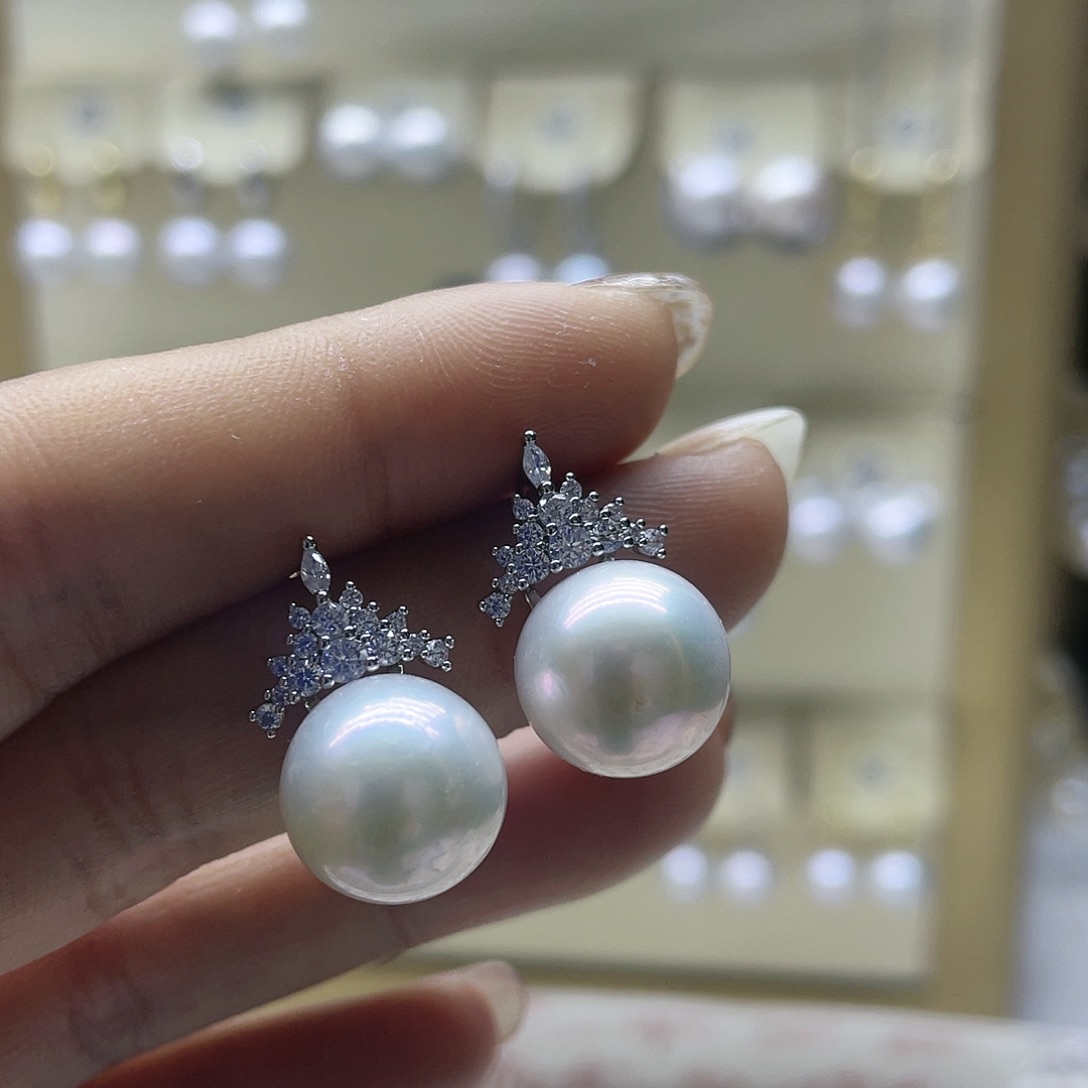 淡水珍珠耳饰银S925镶嵌
