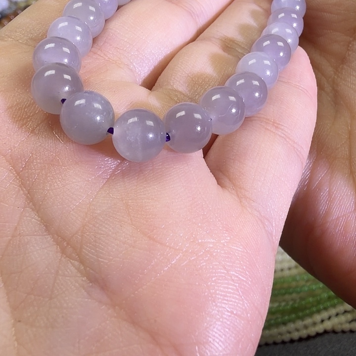 和田玉未镶嵌手链卡8冰烟紫