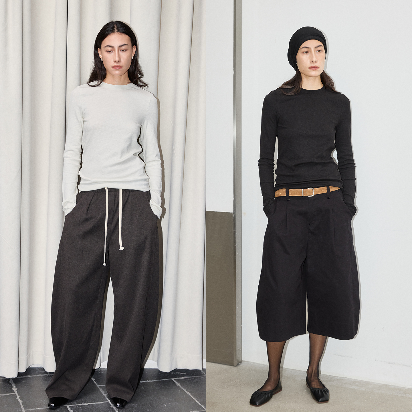 宽泛高弹修身圆领基础款T恤罗纹坑条长袖百搭打底衫上衣