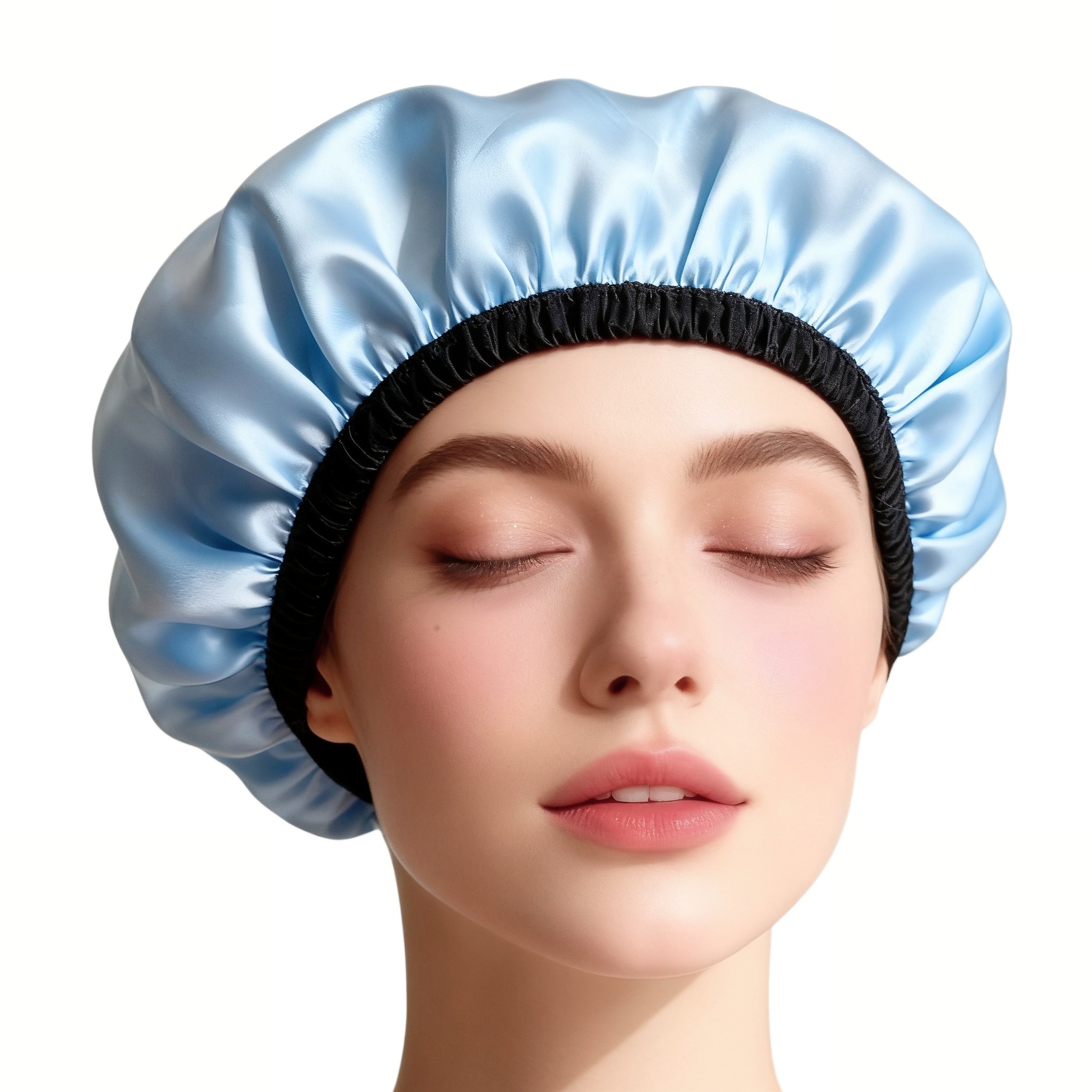 纯色包边防水浴帽浴室洗澡帽防尘帽可爱双层加厚成人均码通用套头