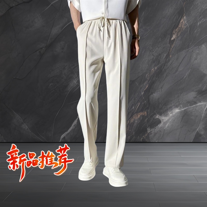 男士薄款直筒冰丝免烫抗皱运动潮流痞帅垂感百搭轻奢痞帅男装