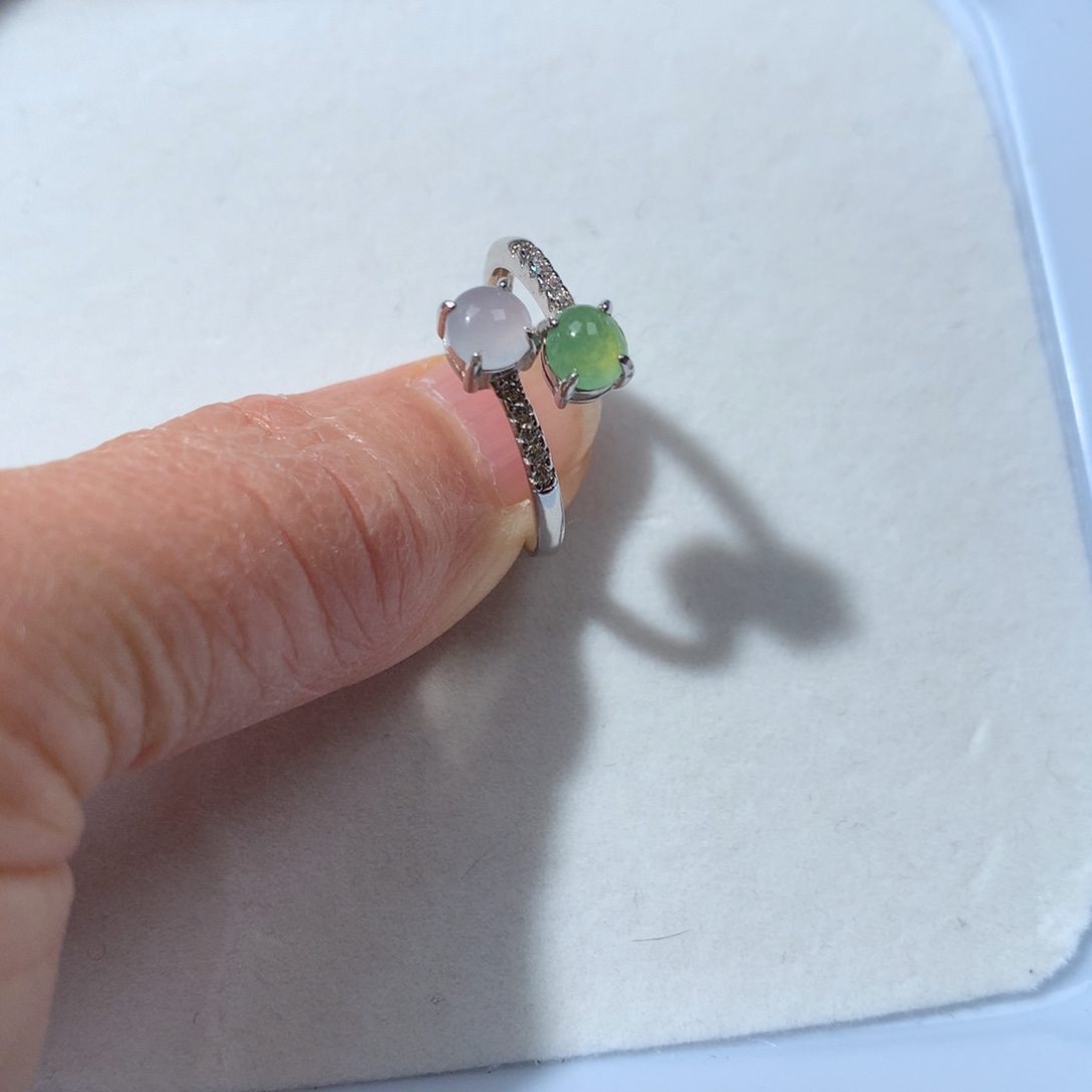 翡翠银S925镶嵌颈饰戒