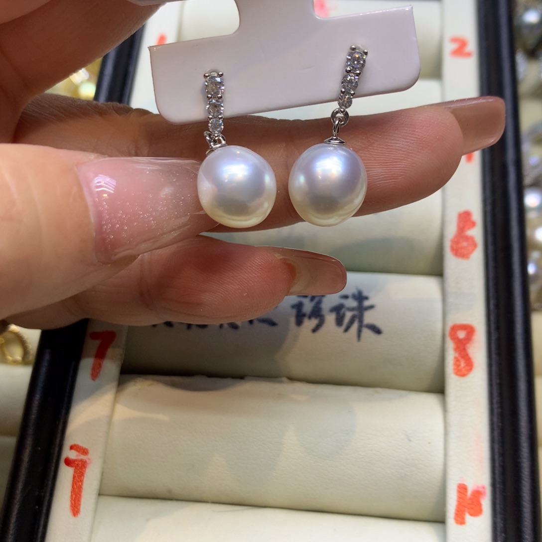 银S925镶嵌耳饰海水珍珠