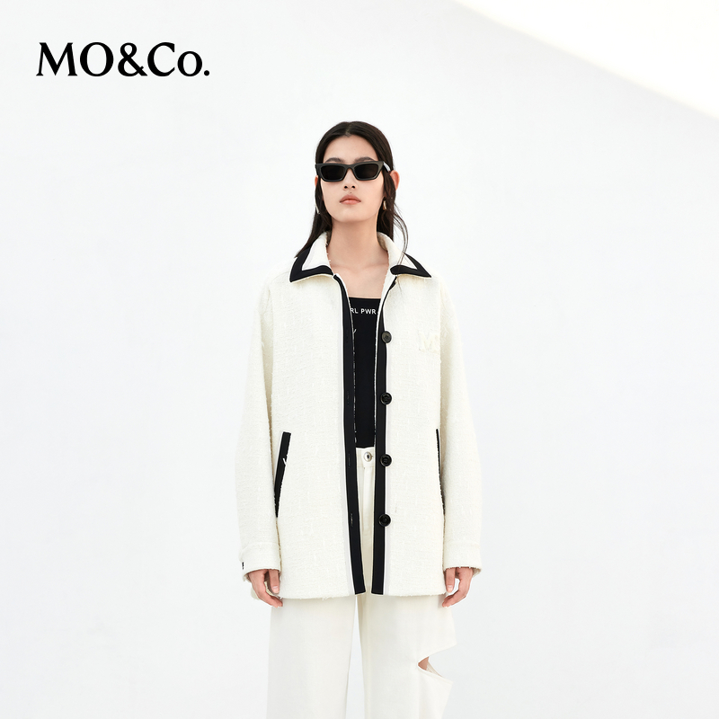 【粉丝专享】MOCO肌理感撞色边中性廓形翻领外套MBC1COTT05