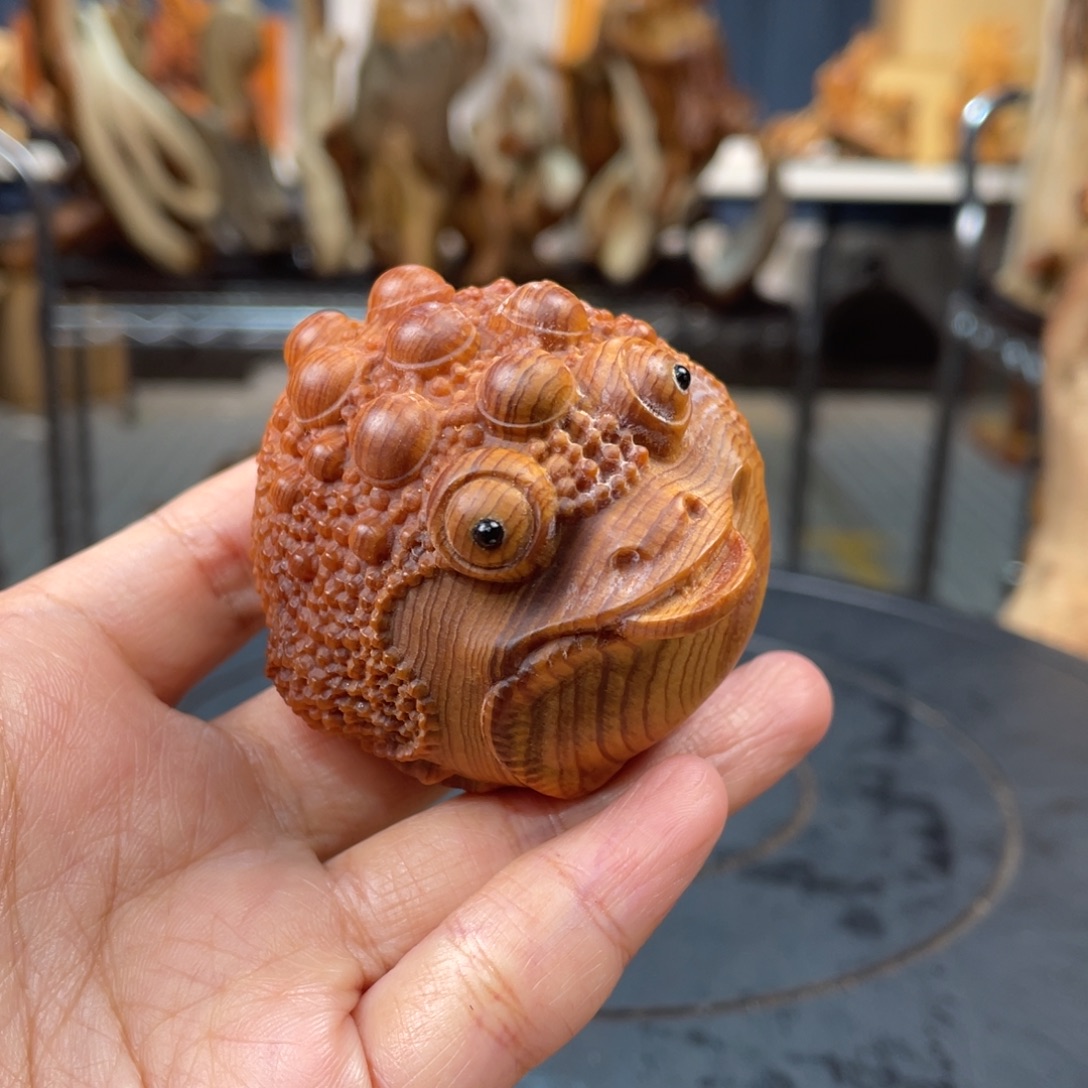 柏木（崖柏）手把件金蟾