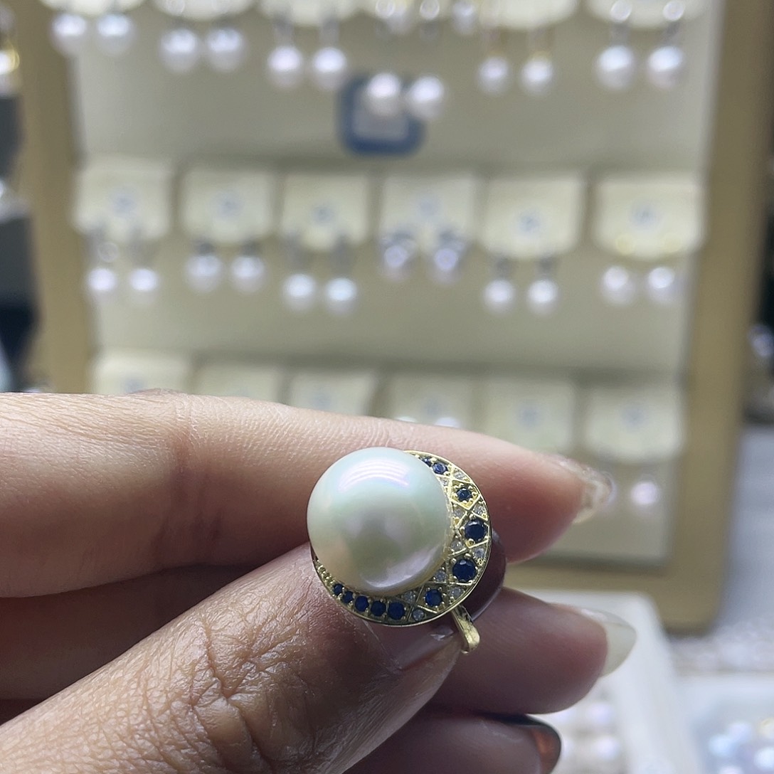 淡水珍珠戒指银S925镶嵌