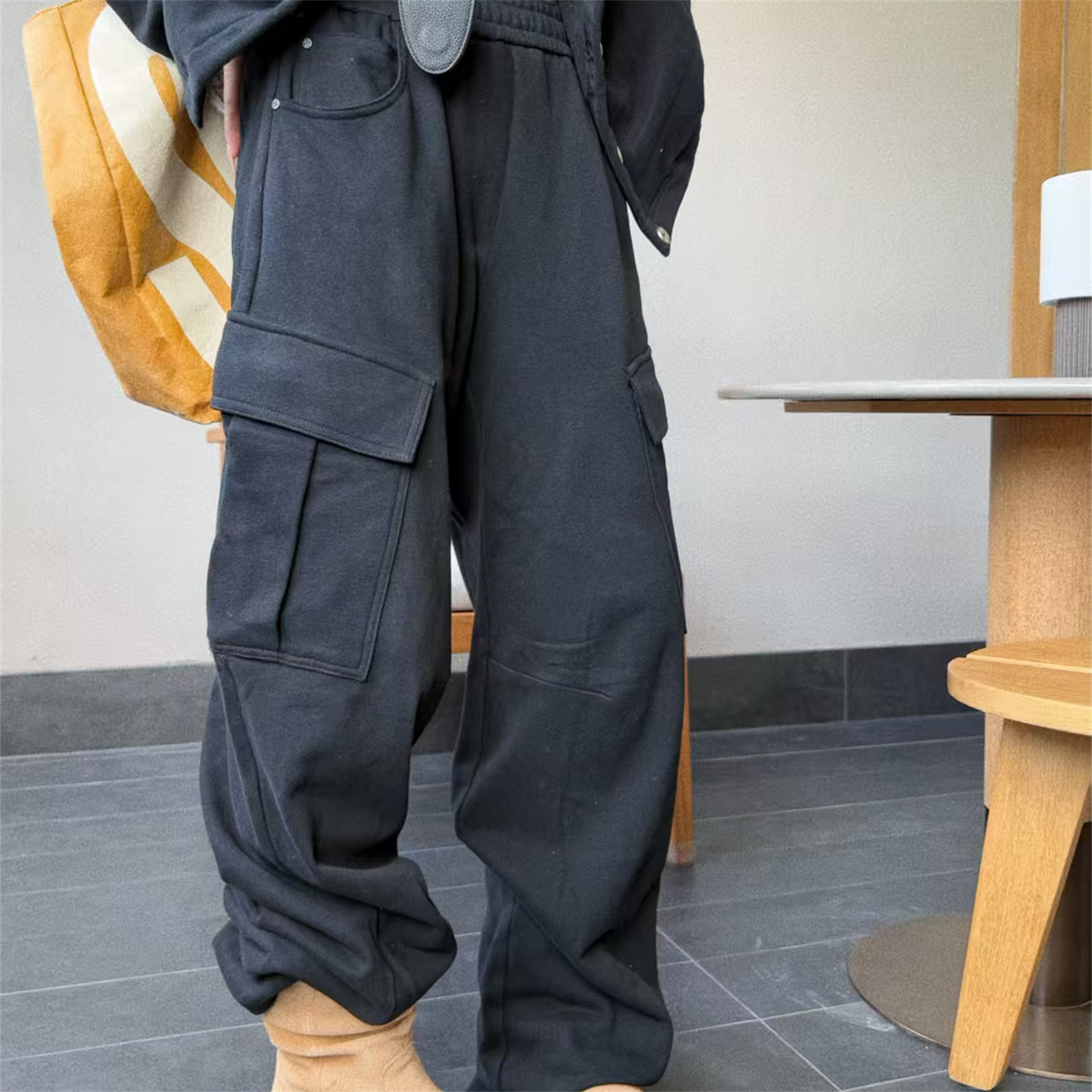 2025秋冬季休闲工装裤美式高腰大口袋时尚百搭显瘦直筒运动长裤女