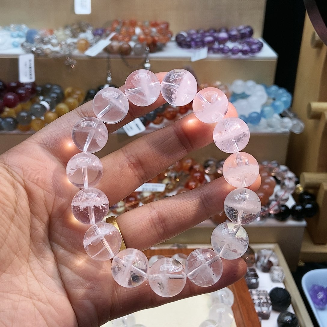 水晶手串未镶嵌炭***杨白幽灵14