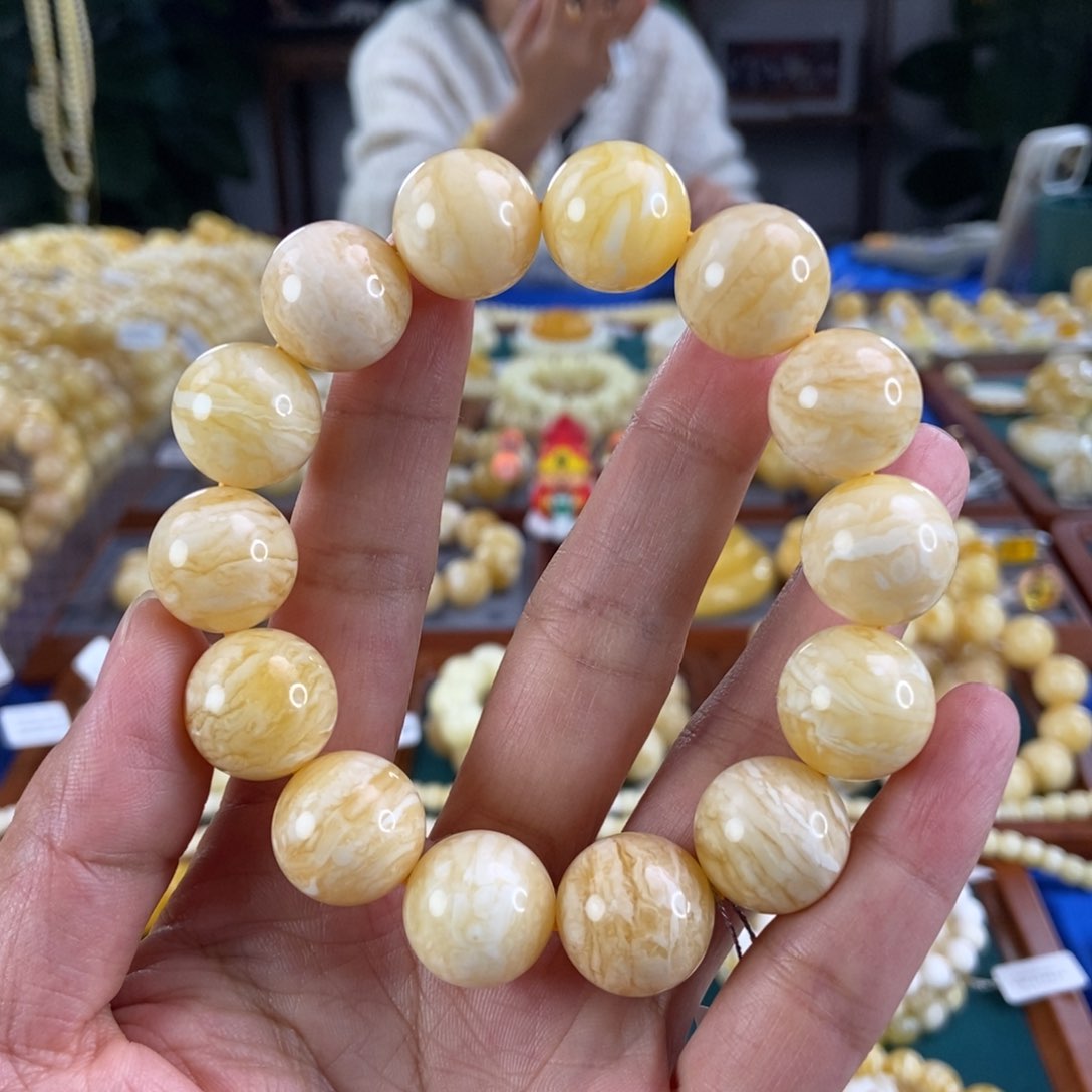 琥珀手链未镶嵌16圆珠36.73