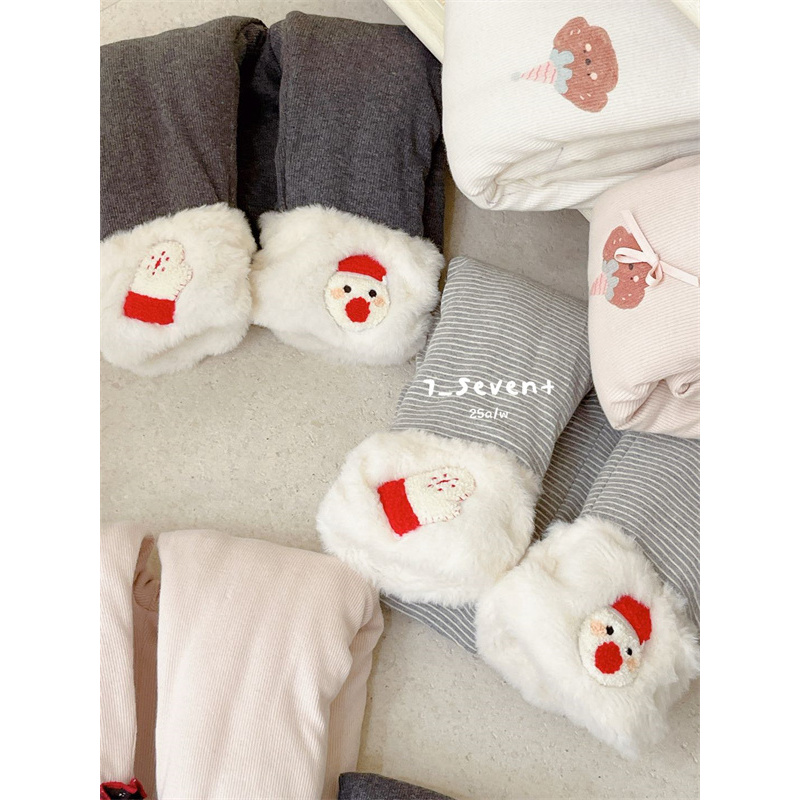 【雪人手掌】7Seven·25冬~女童宝宝小雪人加绒加厚打底裤子9418 灰