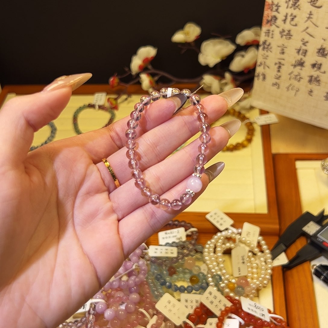 水晶手链银S925镶嵌-紫2118