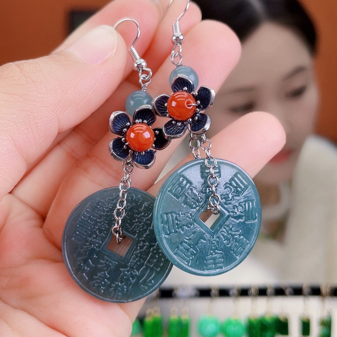 翡翠未镶嵌耳饰饰品