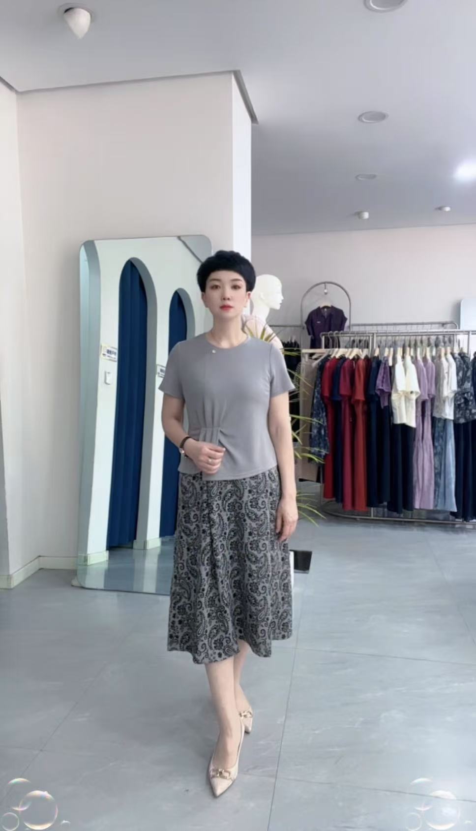 夏季新款套装裙灰色气质显瘦女装套裙