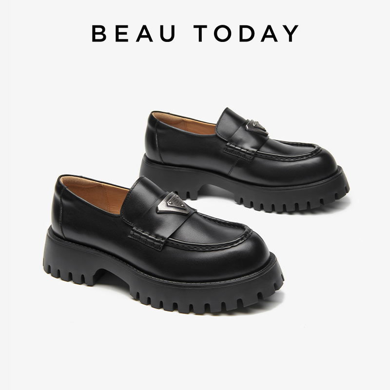 BeauToday【牛皮】超厚底乐福鞋上班必备搭配阔腿裤神器