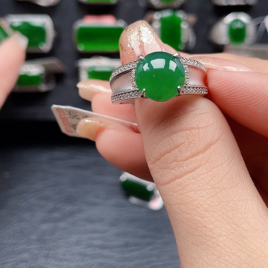 翡翠戒指银S925镶嵌编号0005