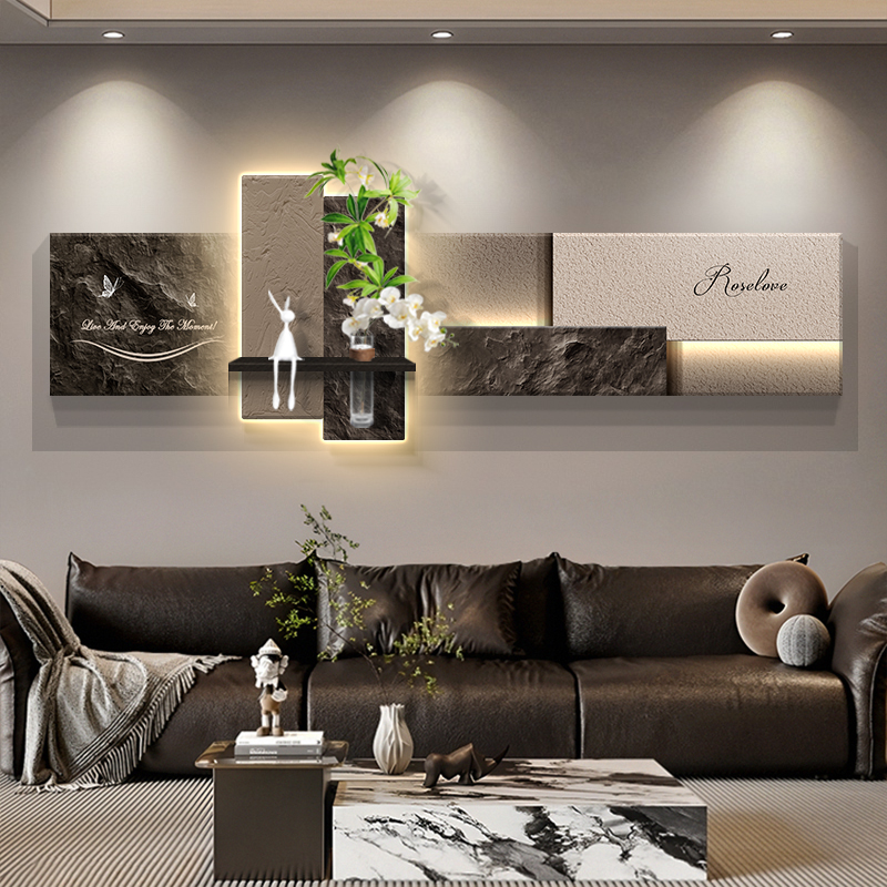 现代轻奢客厅装饰画意式极简高级感沙发背景墙挂画适合大白墙壁画