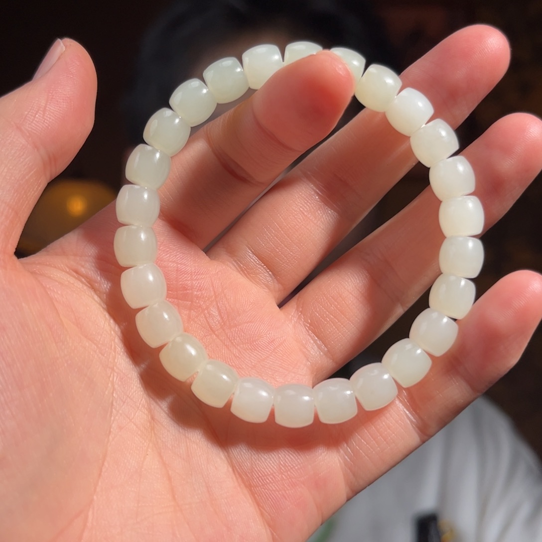 手串未镶嵌和田玉新疆白玉直切8mm750