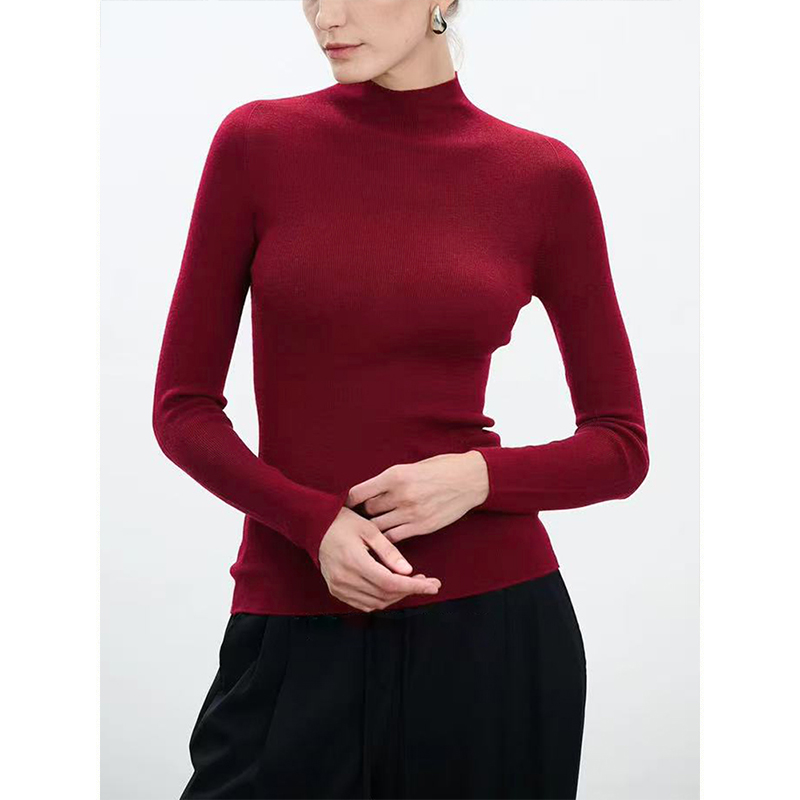 Moses Queen/魔西女王气质半高领针织基础款打底修身毛衣秋冬上衣