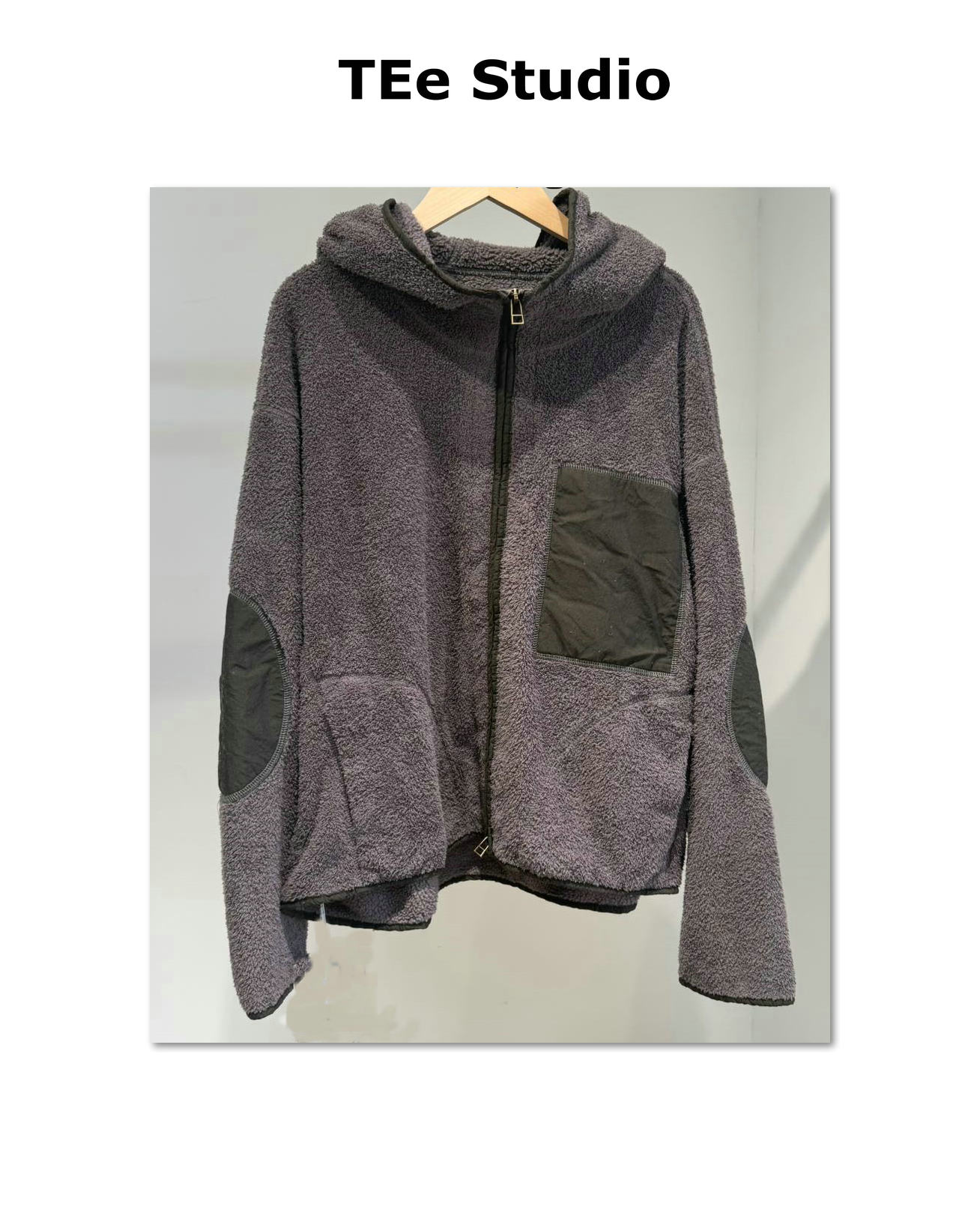 TEe Studio 连帽摇粒绒拼接外套