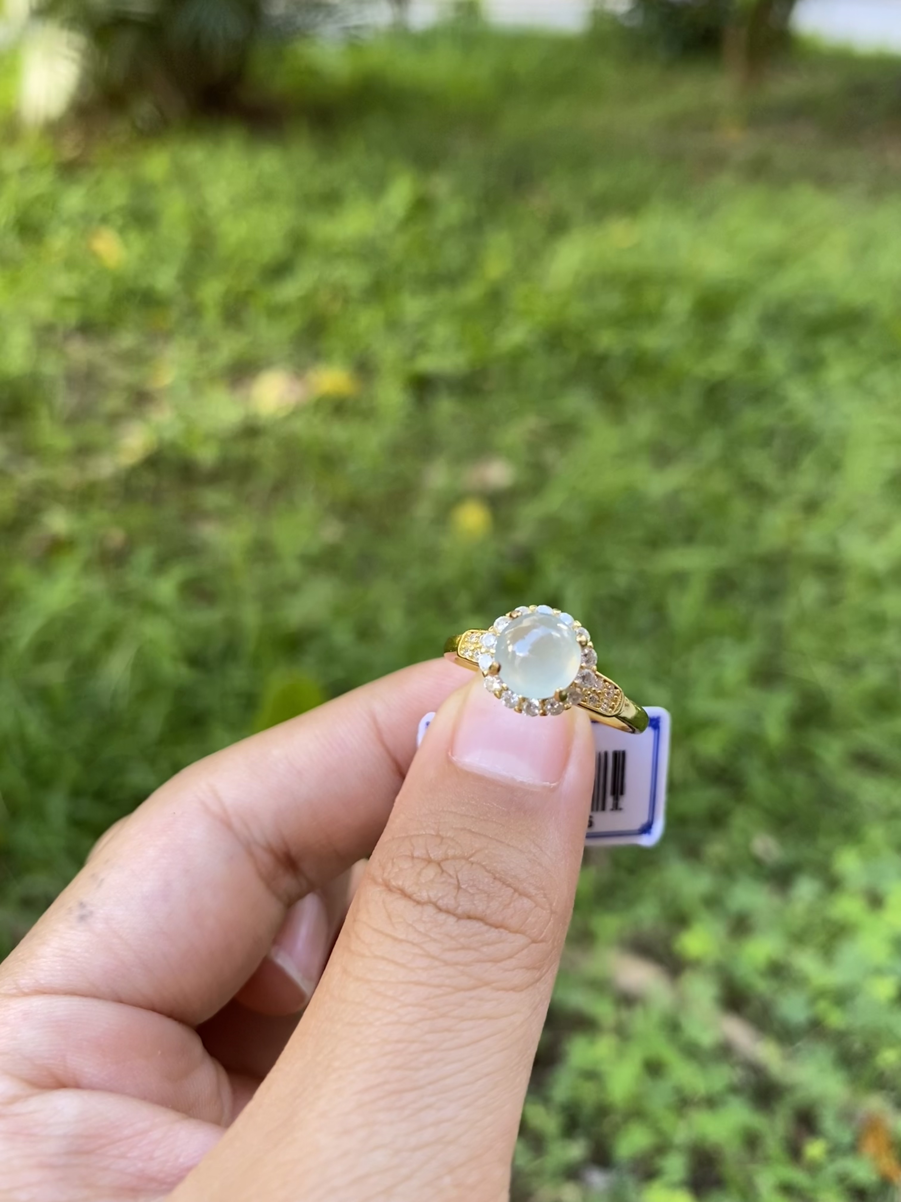 天然缅甸翡翠A货925银镶嵌戒指