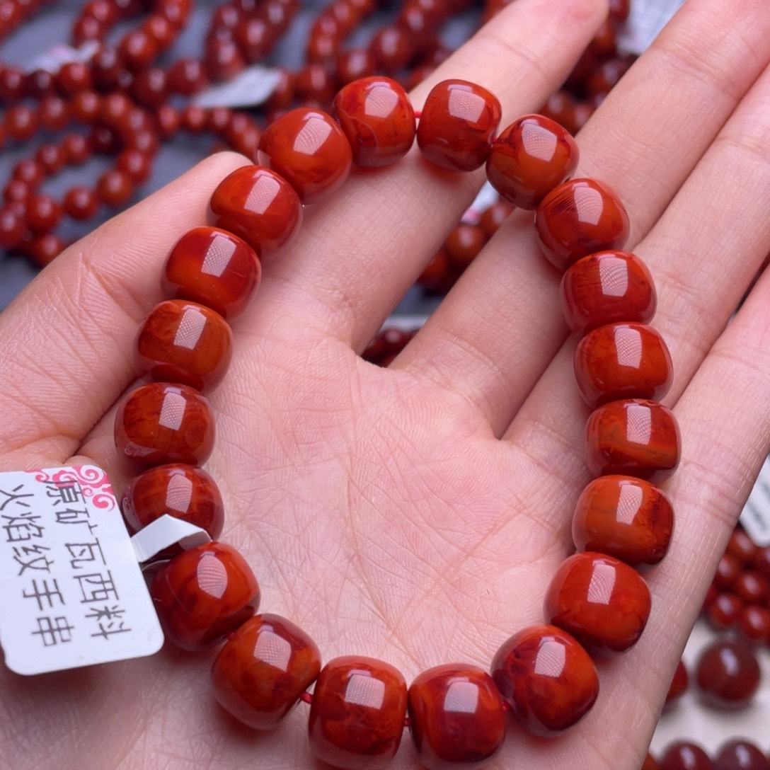 让***树南红玛瑙未镶嵌其他（原矿）11mm收藏级瓦西火焰纹老型手串