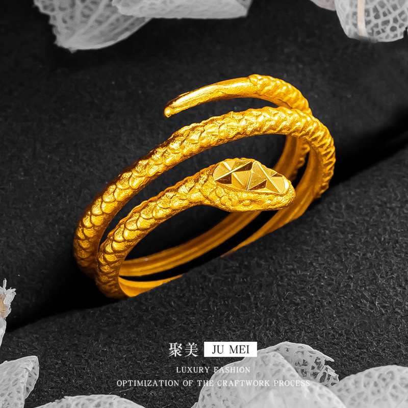 铜合金戒指 【灵蛇缠绕戒指指环经典纹理蛇形设计女戒指高级感首饰