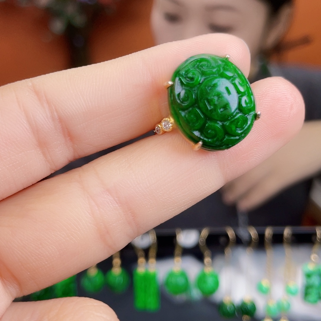 翡翠银S925镶嵌耳饰