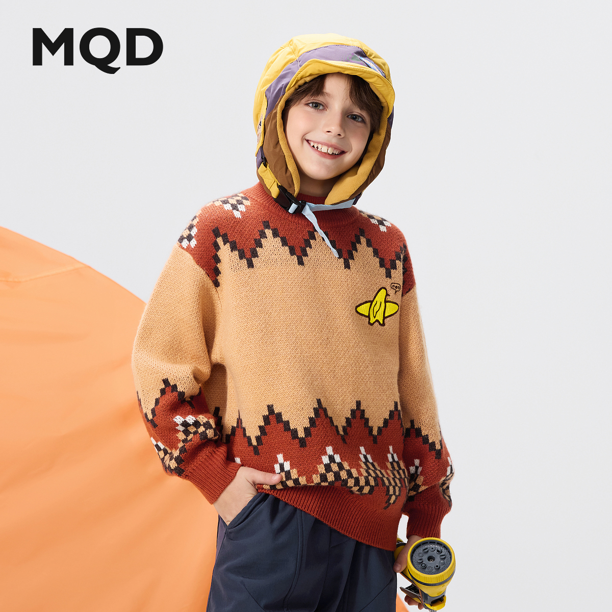 MQD男童25冬新款户外学院风亲肤保暖毛衣半高领针织衫9654W0734