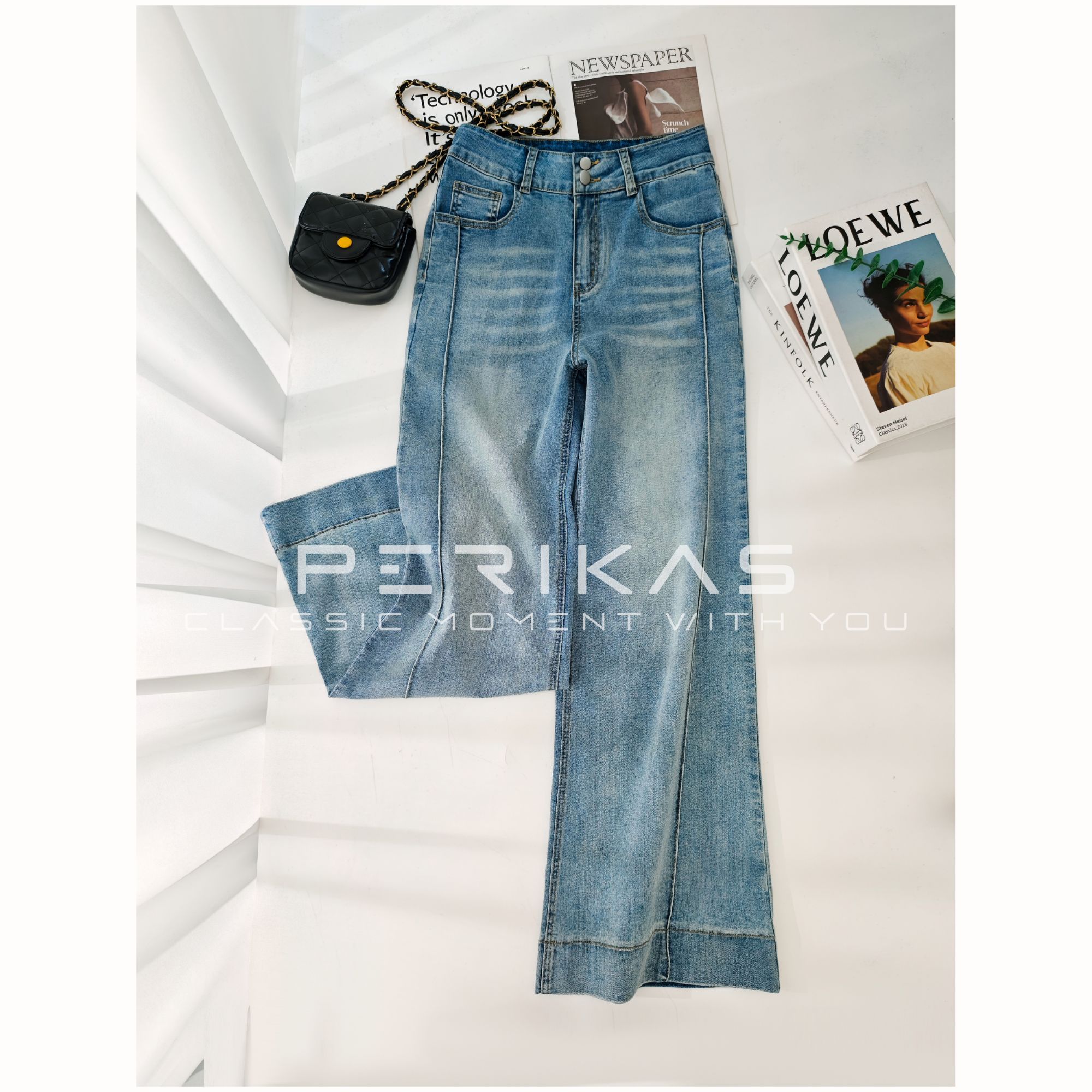 【通用962】春款水冰蓝新品显高显瘦时尚百搭牛仔裤女