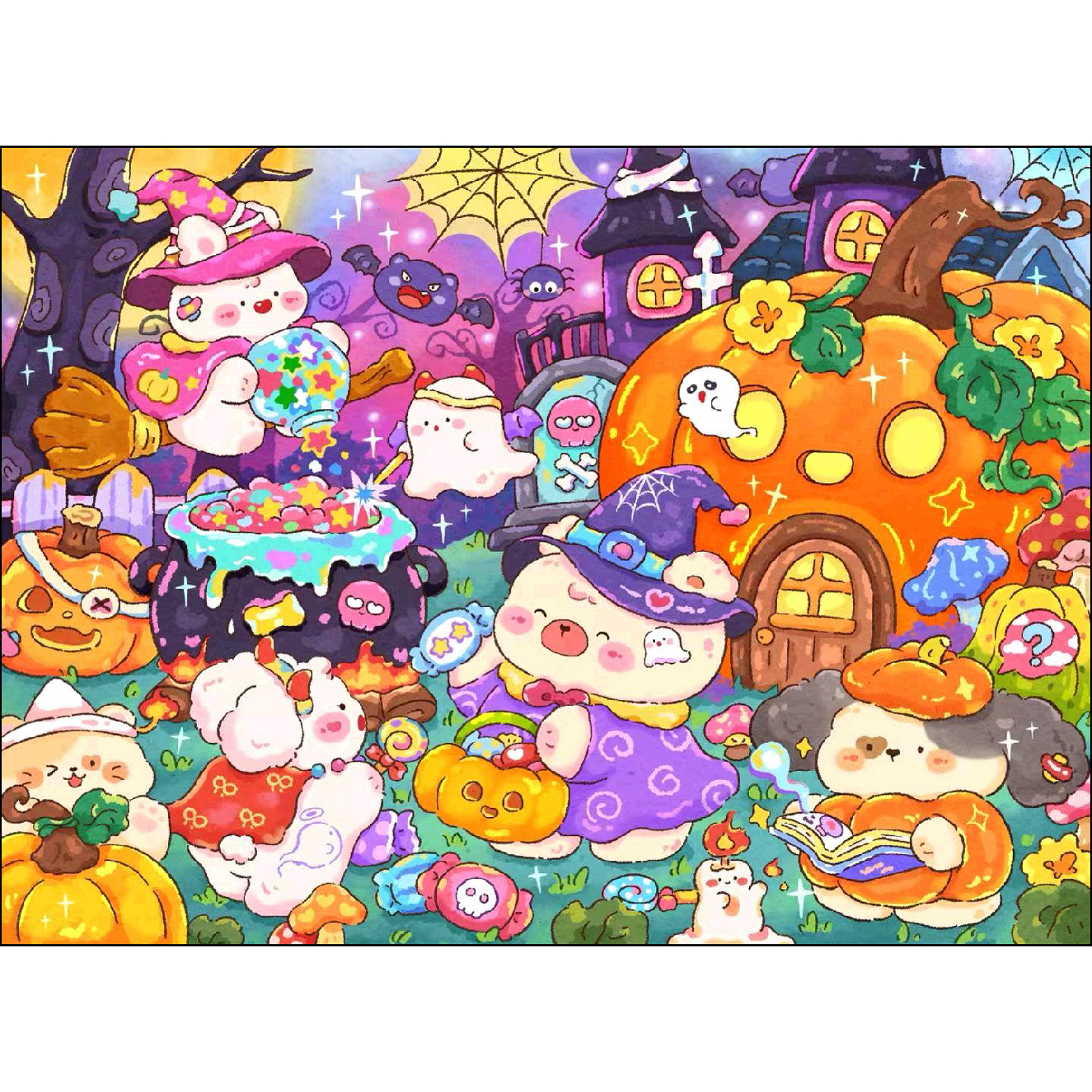 新疆长绒棉布，万圣节聚会捣蛋夜65*85十字绣【印花清晰】