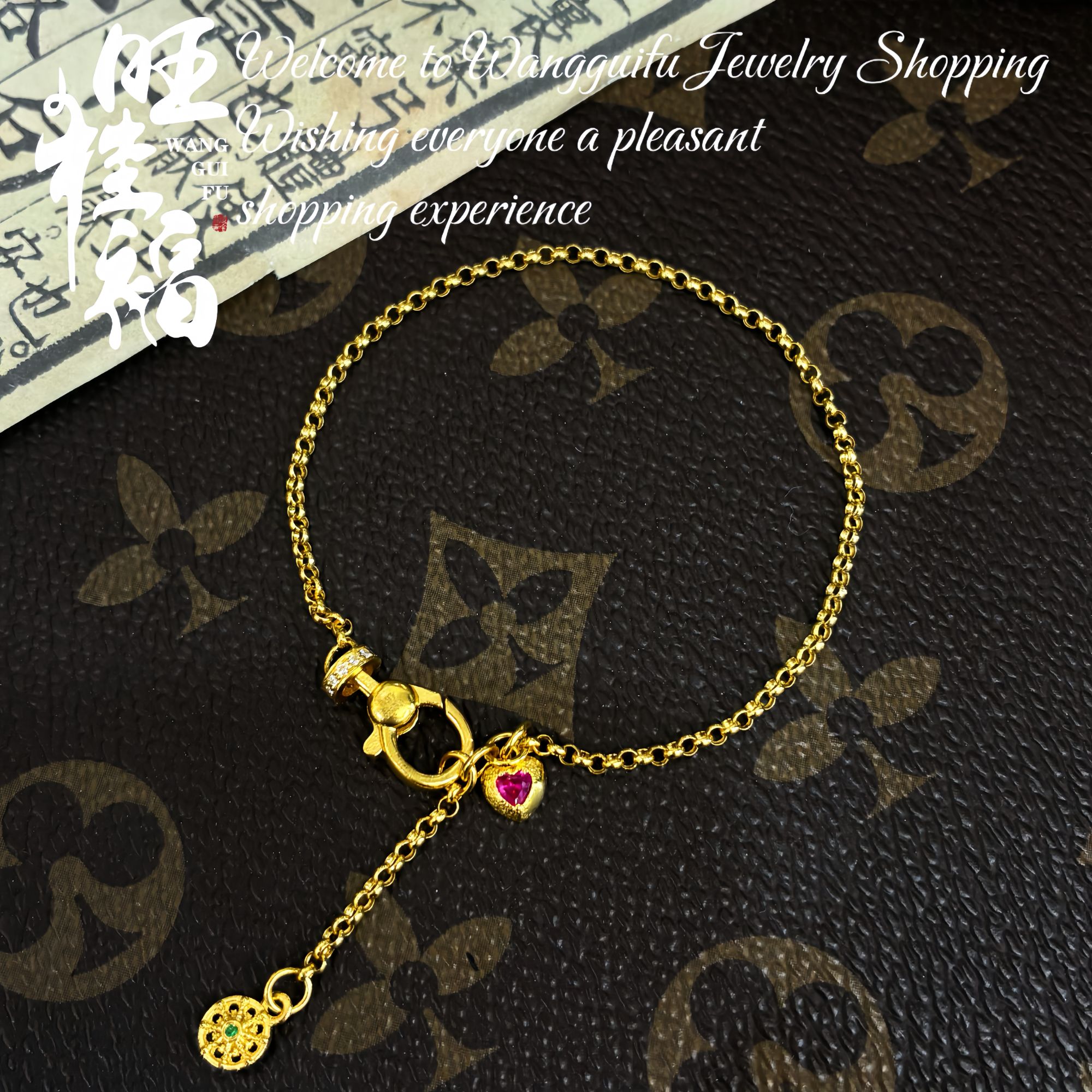 【心有灵犀】闪O百搭手链-旺桂福珠宝足金999万能百搭手链任意链