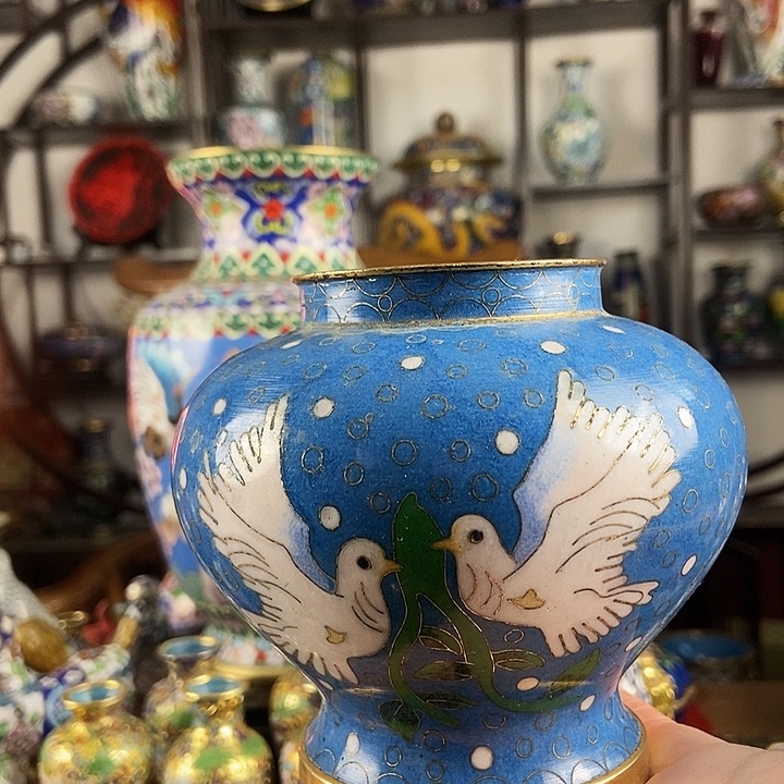 雪***铜天蓝色景泰蓝小罐