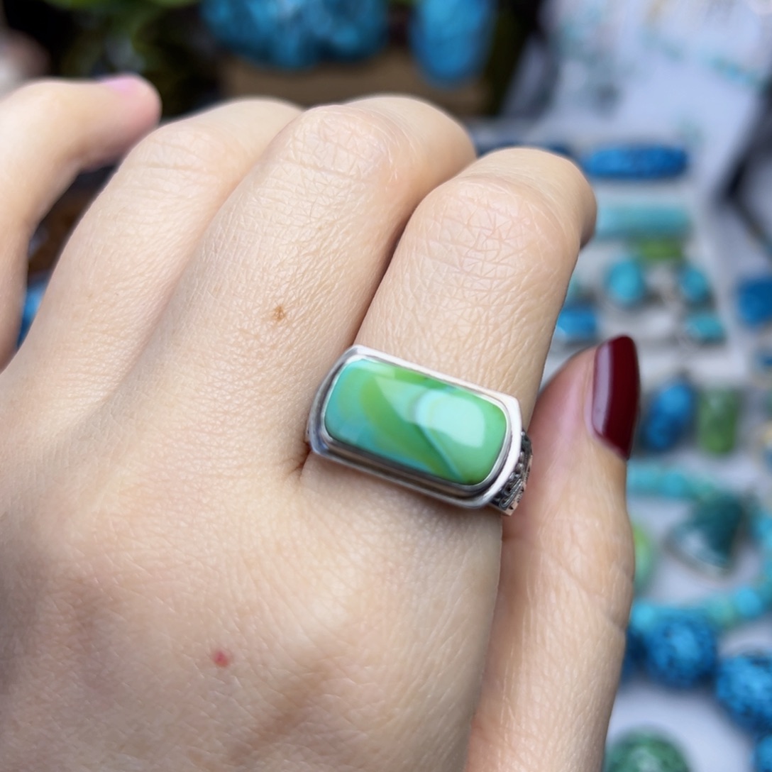 绿松石珠宝奇石银S925镶嵌