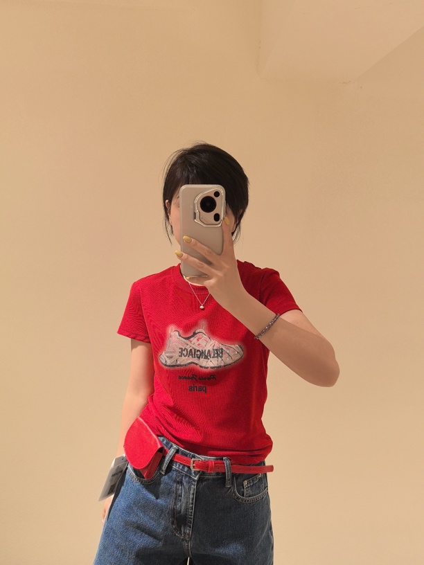 【SHAN MY】夏季新款烫钻印花独特显瘦百搭短袖T恤7385