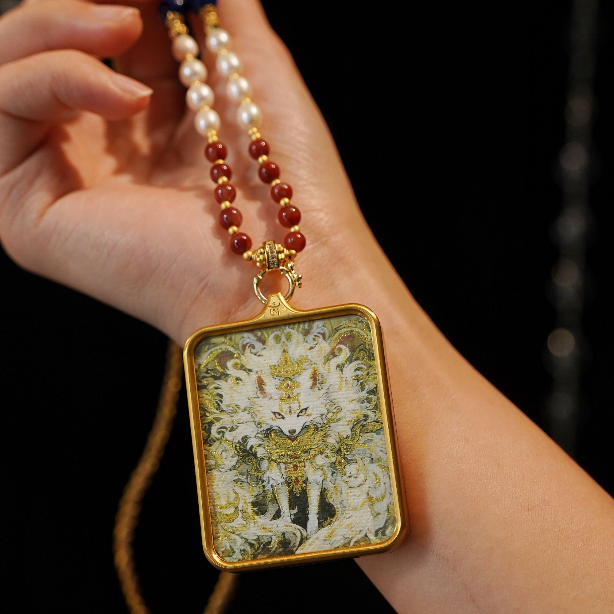 铜合金亚克力吊坠 【昕昕严选】九尾唐卡方牌吊坠D640DD0001D