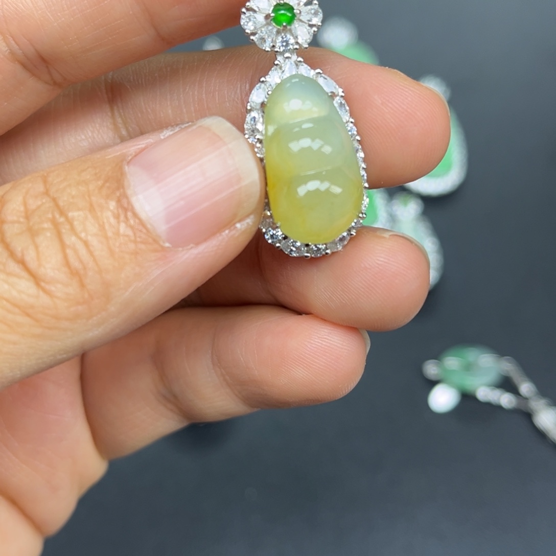 翡翠银S925镶嵌吊坠(不含链)