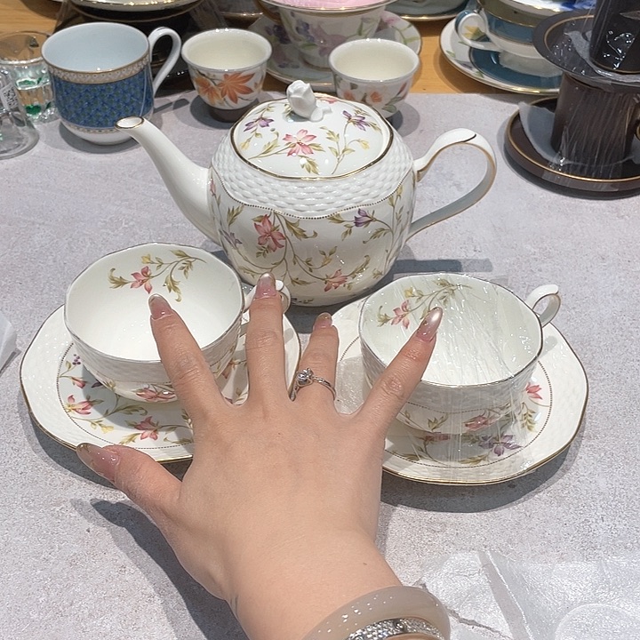 精品进口瓷器瓷片杯子脱金