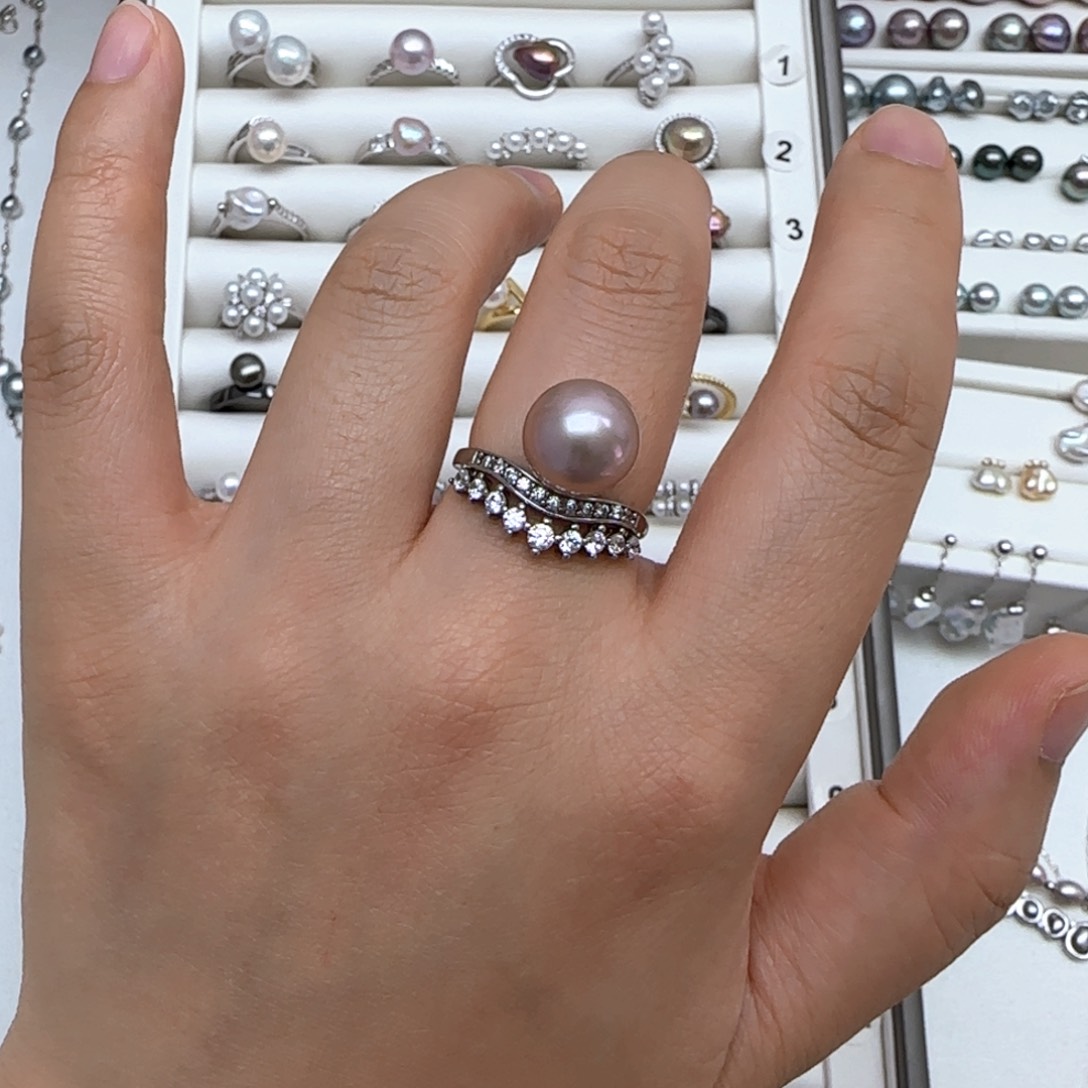 戒指银S925镶嵌淡水珍珠