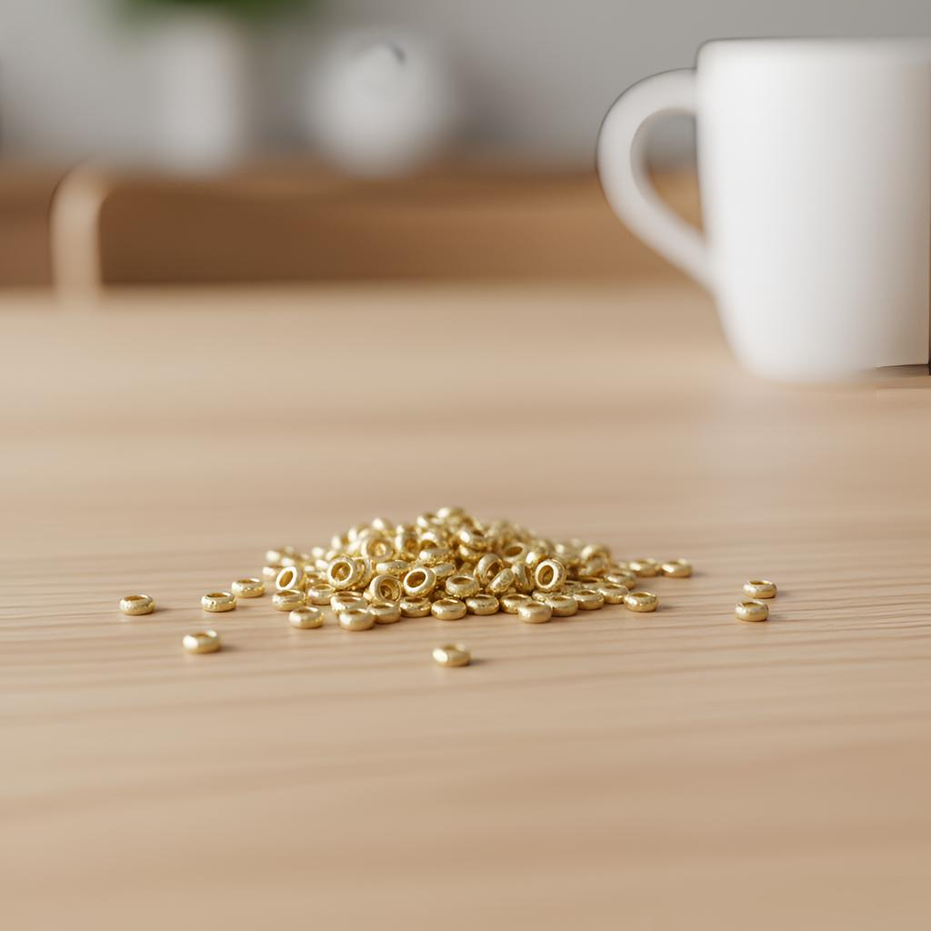 【宏铸金饰】18K金3.5mm满天星闪闪轮胎珠 隔珠手串DIY配件